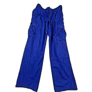 Blue Utility Work Pants Small Regular Cargo Paint Splatter Distressed Workwear